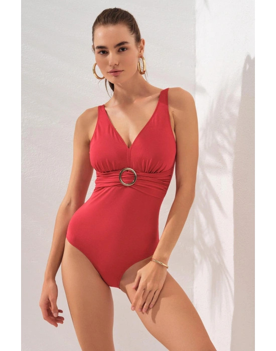 Stella V Yaka Tokalı Korseli Mayo Kırmızı 231133