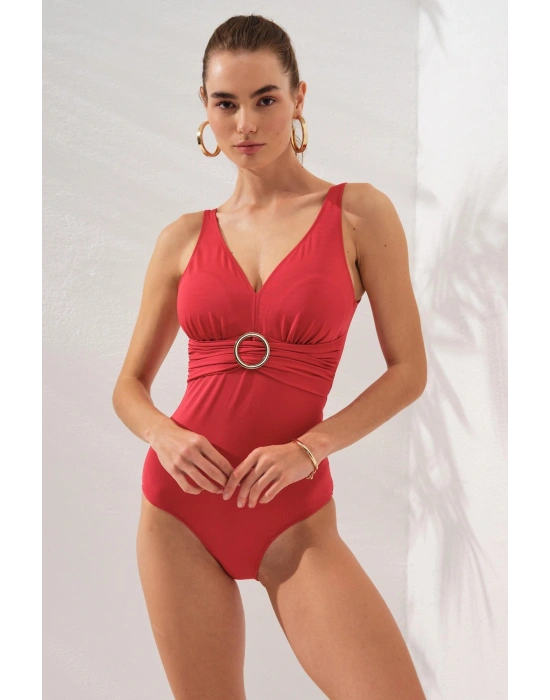 Stella V Yaka Tokalı Korseli Mayo Kırmızı 231133