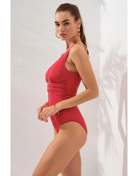 Stella V Yaka Tokalı Korseli Mayo Kırmızı 231133