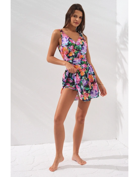 Lena Kruvaze Formlu Şortlu Elbise Mayo Violet 231130-d