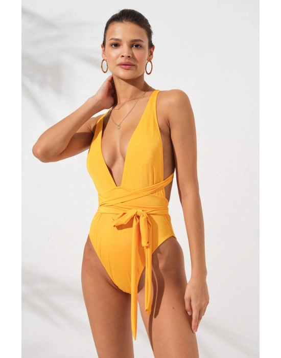 Kadın Camila Belden Çapraz Bağlamalı Sarı Mayokini 2c3t1n6o04