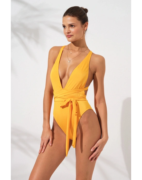 Kadın Camila Belden Çapraz Bağlamalı Sarı Mayokini 2c3t1n6o04