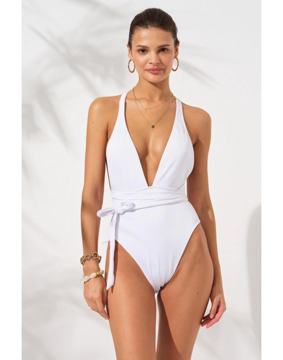 Camila Belden Çapraz Bağlamalı Mayokini Beyaz 231604
