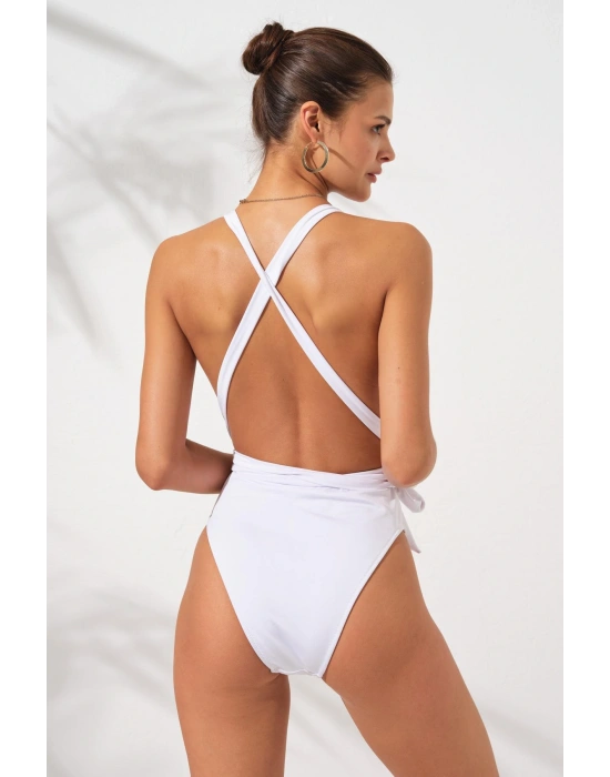 Camila Belden Çapraz Bağlamalı Mayokini Beyaz 231604