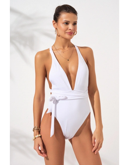 Camila Belden Çapraz Bağlamalı Mayokini Beyaz 231604