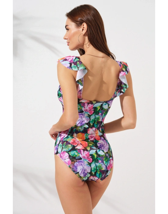 Fıjı Kol Fırfır Detaylı Carpraz Bantlı Askılı Mayo