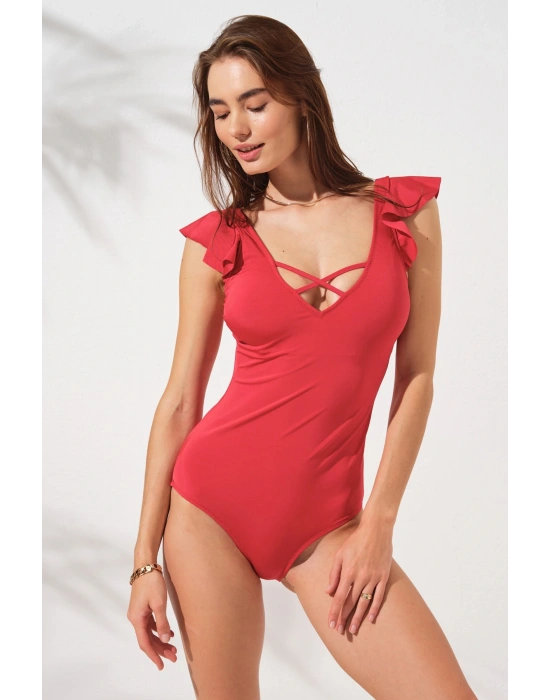 Frjı Kol Fırfır Detaylı Askılı Mayo 231126