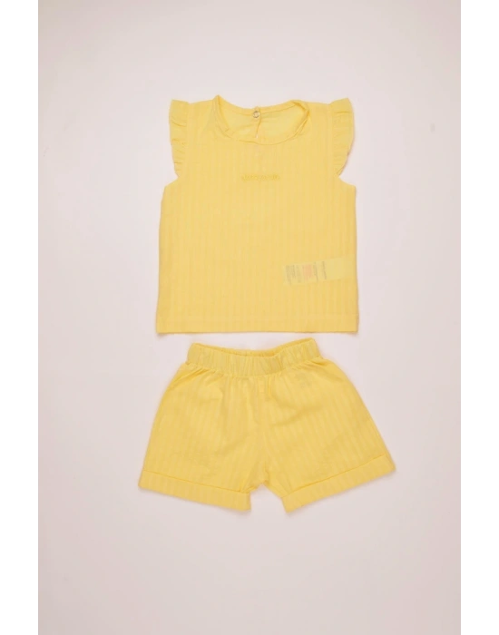 %100 Pamuk Kız Çocuk Yazlık Dokuma Şortlu Takım 303789