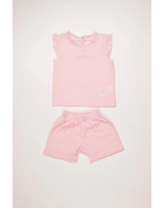 %100 Pamuk Kız Çocuk Yazlık Dokuma Şortlu Takım 303789