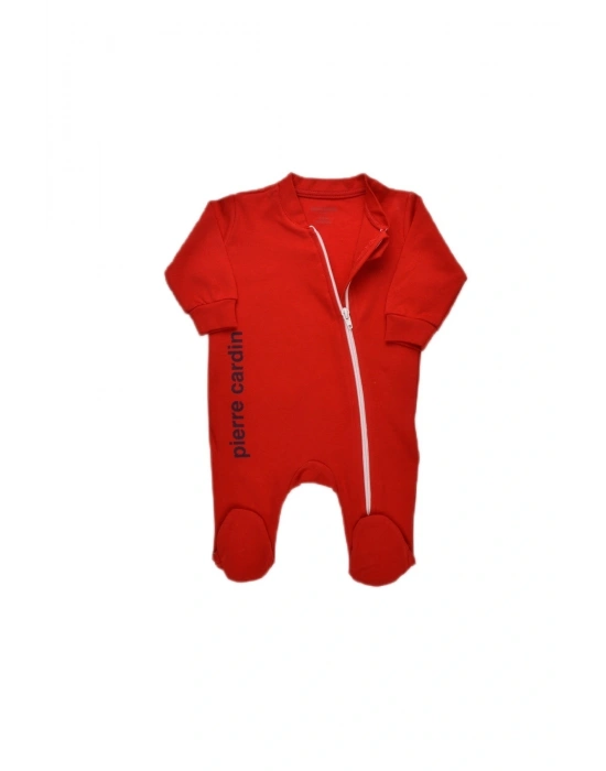 Kırmızı Pamuk Fermuarlı Bebek Tulumu 303649