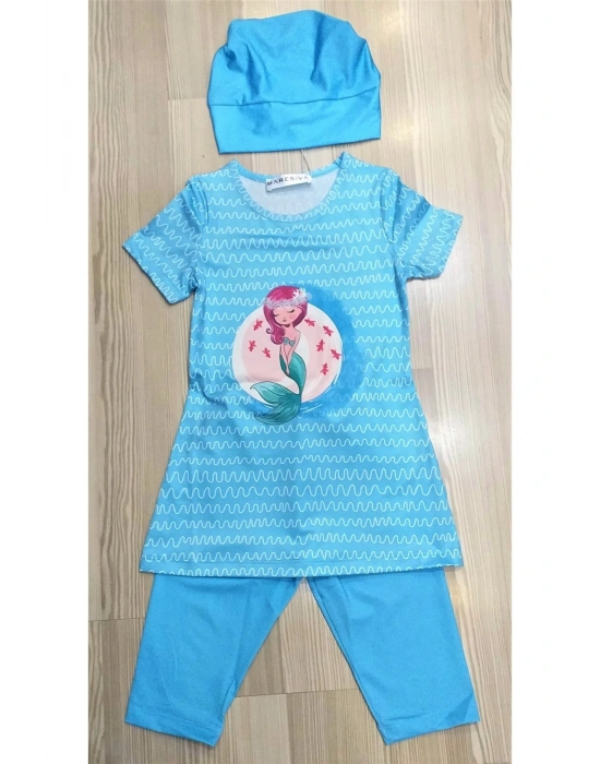 Kısa Kol Taytlı Çocuk Mayo Mavi