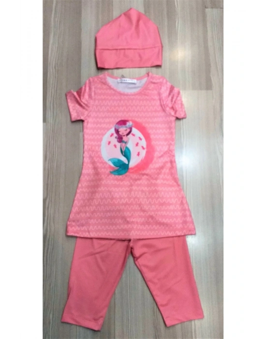 Kısa Kol Taytlı Çocuk Mayo Pembe