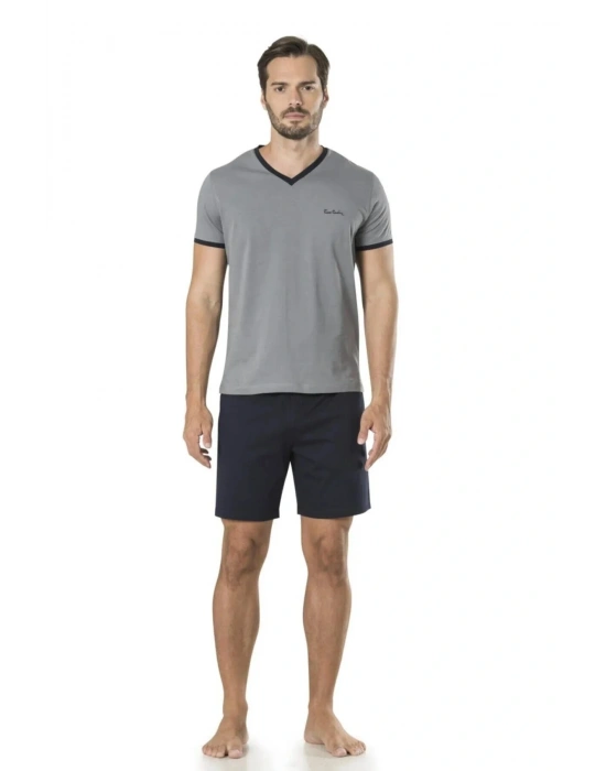 Erkek Penye Siyah Uzunkol & Kısakol Şortlu Pijama Ve Robdöşambr 5li Çeyiz Seti