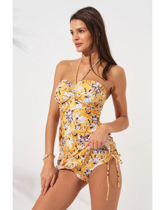 Jersey Soft Straplez Elbise Mayo Bloom 231128-D