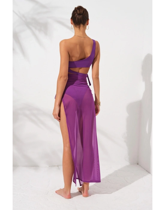 Yırtmaçlı Tül Tek Etek Mor 231807