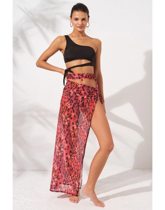 Yırtmaçlı Tül Tek Etek Blush 231807-d