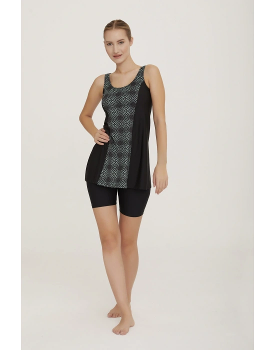 Mayo Sıfır Kol Şortlu Yarı Kapalı Mayo Veera 2 3603 Siyah