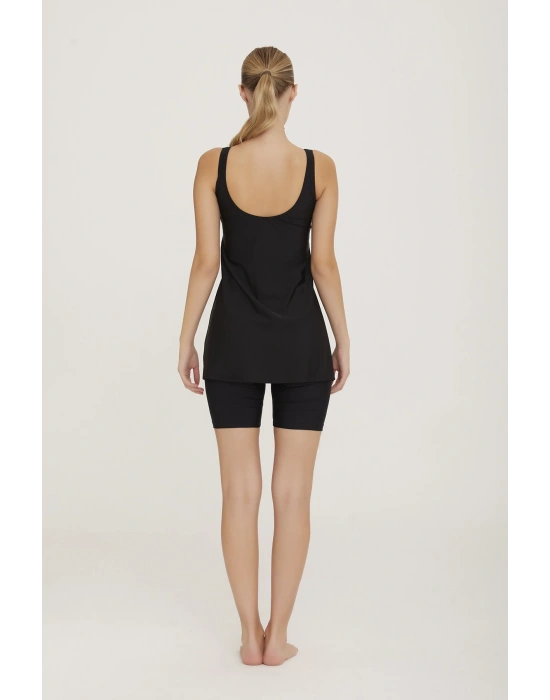 Mayo Sıfır Kol Şortlu Yarı Kapalı Mayo Veera 2 3603 Siyah