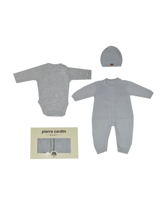 %100 Pamuk Triko Tulumlu 3 Parça Hastane Çıkış Seti 303950