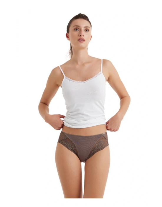 Kadın Modal Elastan Slip 1448 - Kahverengi