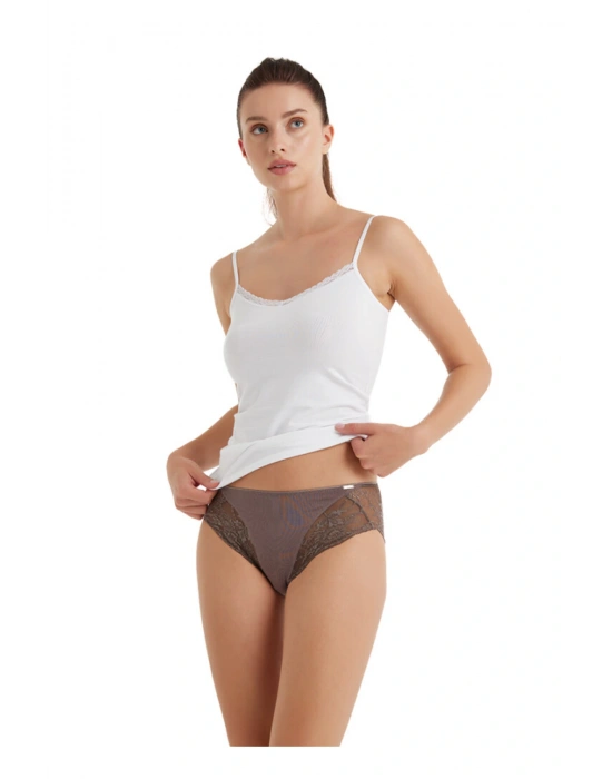 Kadın Modal Elastan Slip 1448 - Kahverengi