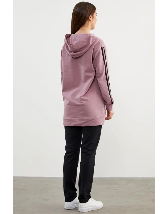 Kapüşonlu Oversize Eşofman Takım - Lila