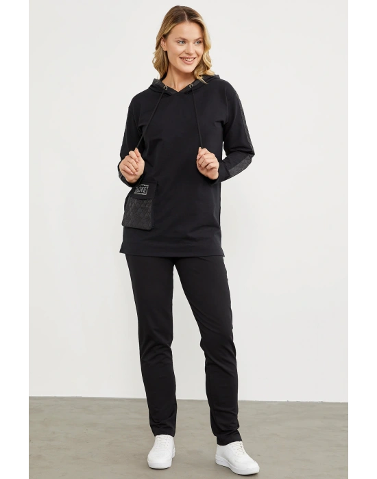 Rahat Kalıp Büyük Cepli Eşofman Takım - Siyah