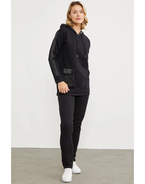 Rahat Kalıp Büyük Cepli Eşofman Takım - Siyah