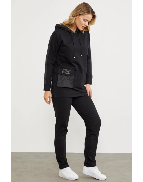 Rahat Kalıp Büyük Cepli Eşofman Takım - Siyah