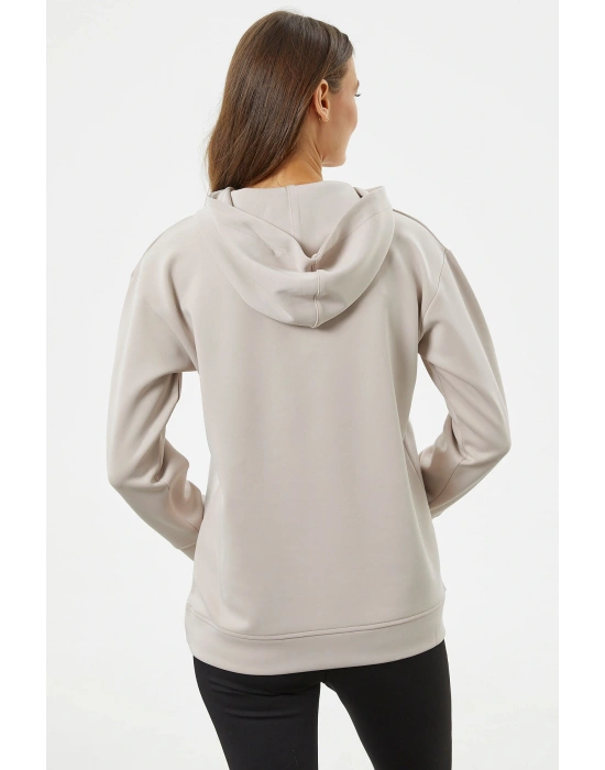 Kanguru Cepli Kapüşonlu Sweatshirt - Bej