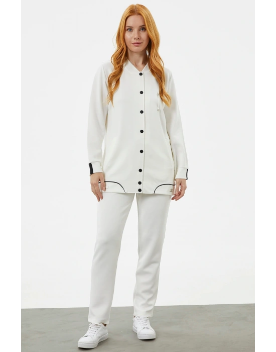 Büyük Beden Tunik Eşofman Takım - Ekru