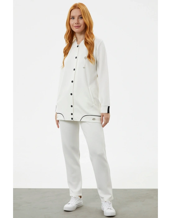 Büyük Beden Tunik Eşofman Takım - Ekru