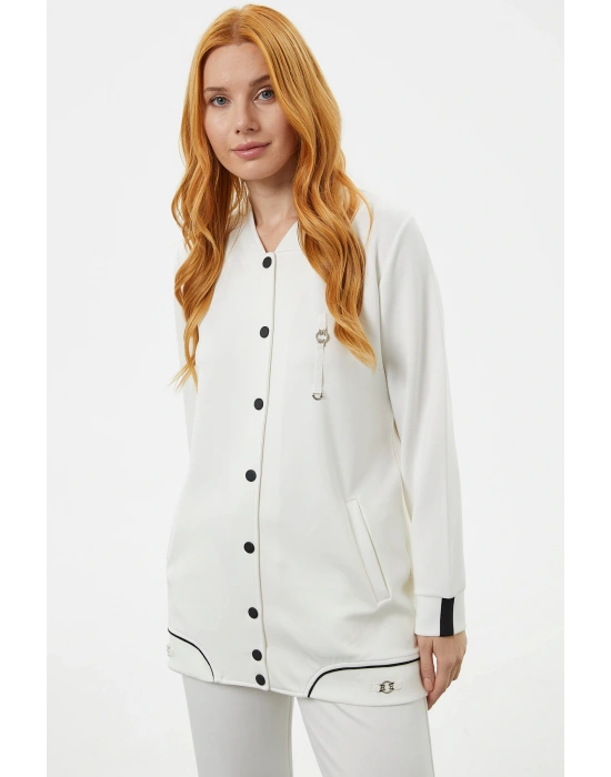 Büyük Beden Tunik Eşofman Takım - Ekru