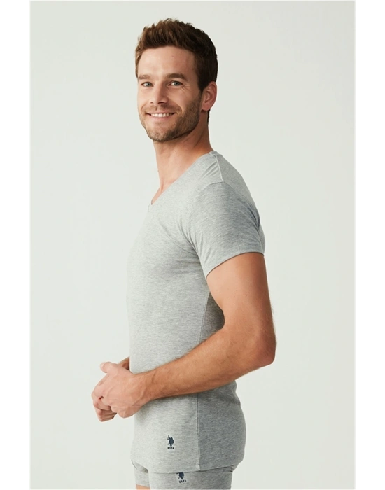 U.s Polo Assn. 80194 Erkek 2 Li Kısa Kol V Yaka Atlet-Grimelanj