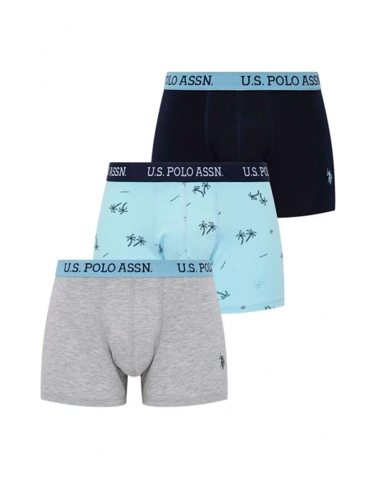 Erkek, Lisanslı, Uspa, Turkuaz-Lacivert Melanj, 3lü Boxer