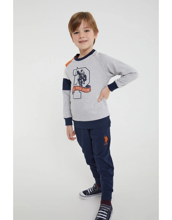 1120v1 Erkek Çocuk Bisiklet Yaka Eşofman Takım Gri Melanj