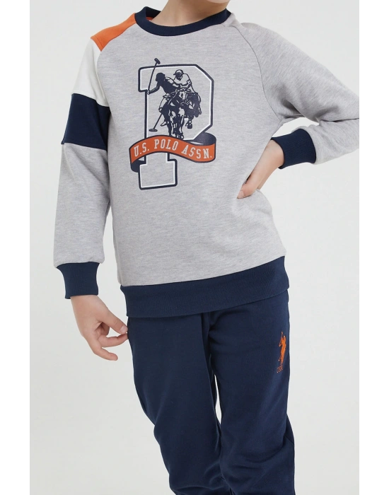 1120v1 Erkek Çocuk Bisiklet Yaka Eşofman Takım Gri Melanj