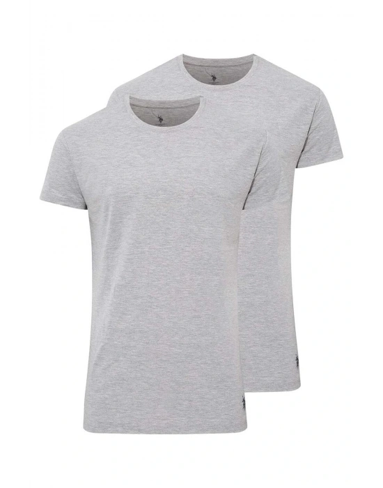 U.s Polo Assn. 80197 Erkek 2li Yuvarlak Yaka Yarım Kol Atlet-Gri