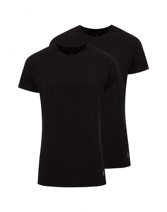 Erkek Siyah 2 Li Yuvarlak Yaka Atlet 80197