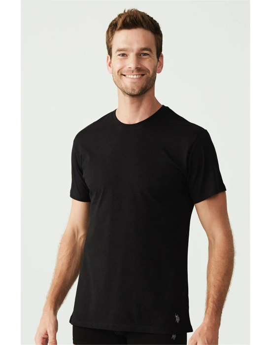 Erkek Siyah 2 Li Yuvarlak Yaka Atlet 80197