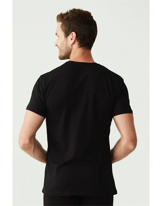 Erkek Siyah 2 Li Yuvarlak Yaka Atlet 80197