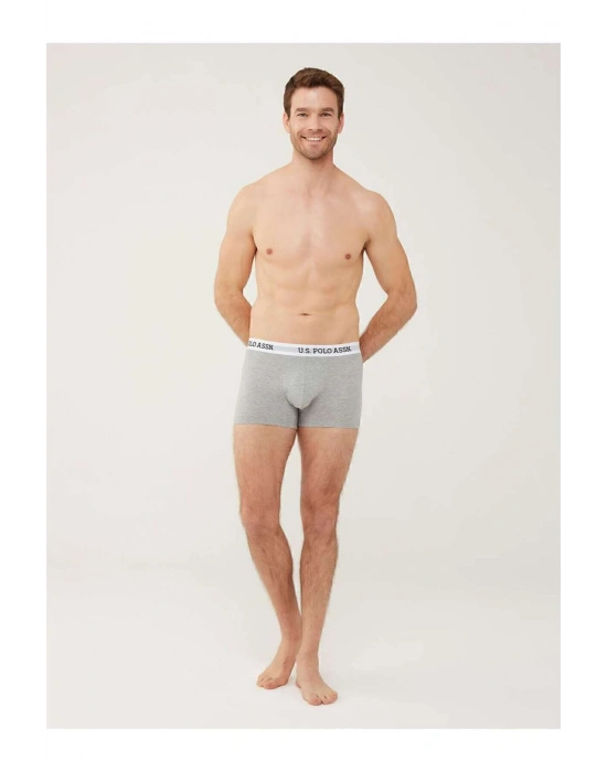 U.S. Polo Assn. 80451 Erkek Gri Melanj Tekli Cepli Boxer
