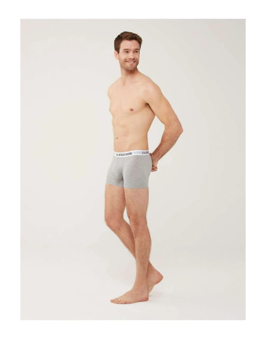 U.S. Polo Assn. 80451 Erkek Gri Melanj Tekli Cepli Boxer