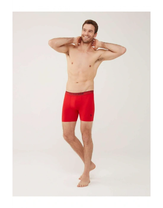 Erkek Kırmızı - Gri Melanj - Lacivert 3 Lü Uzun Paçalı Boxer