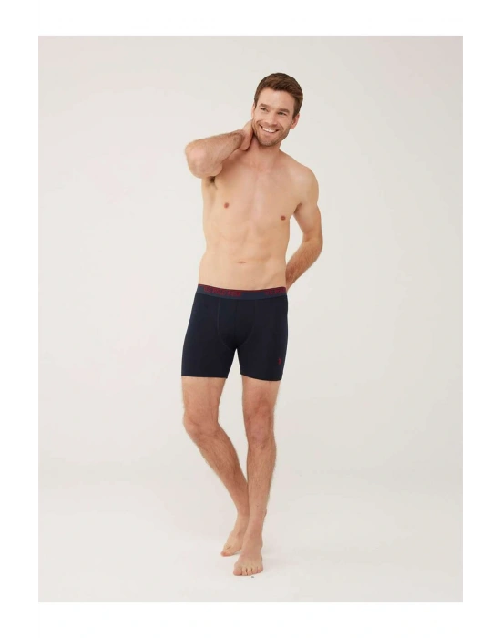 Erkek Kırmızı - Gri Melanj - Lacivert 3 Lü Uzun Paçalı Boxer