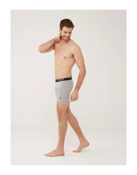 Erkek Kırmızı - Gri Melanj - Lacivert 3 Lü Uzun Paçalı Boxer