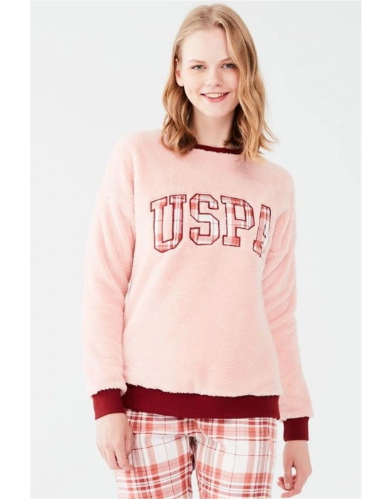 U.s Polo Assn. 16651 Kadın Uzun Kollu Pijama Takımı-somon