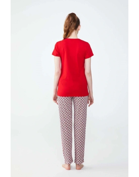 Kadın Kırmızı Patlı Pijama Takımı