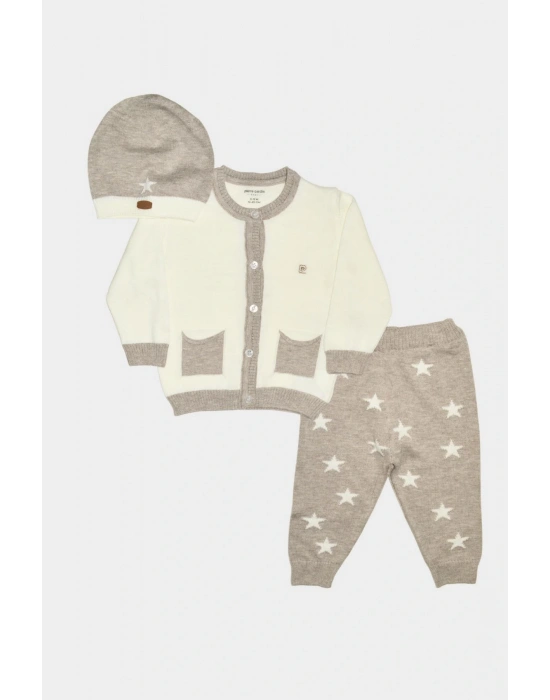 Yıldızlı Triko Bebek & Çocuk 3Lü Alt-Üst Takım