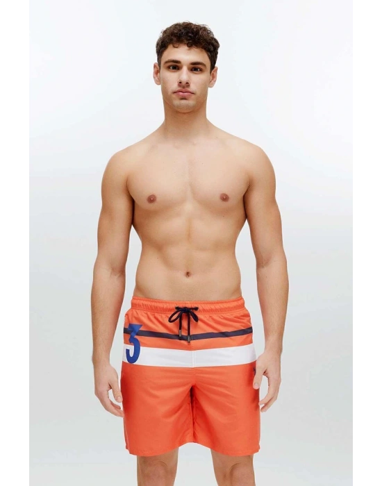 Erkek Turuncu Uzun Deniz Şortu 22003